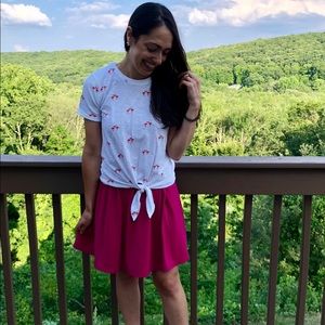 J. Crew Factory Tops - Flamingo tie front tee J. Crew Factory Tops - Flamingo tie front tee